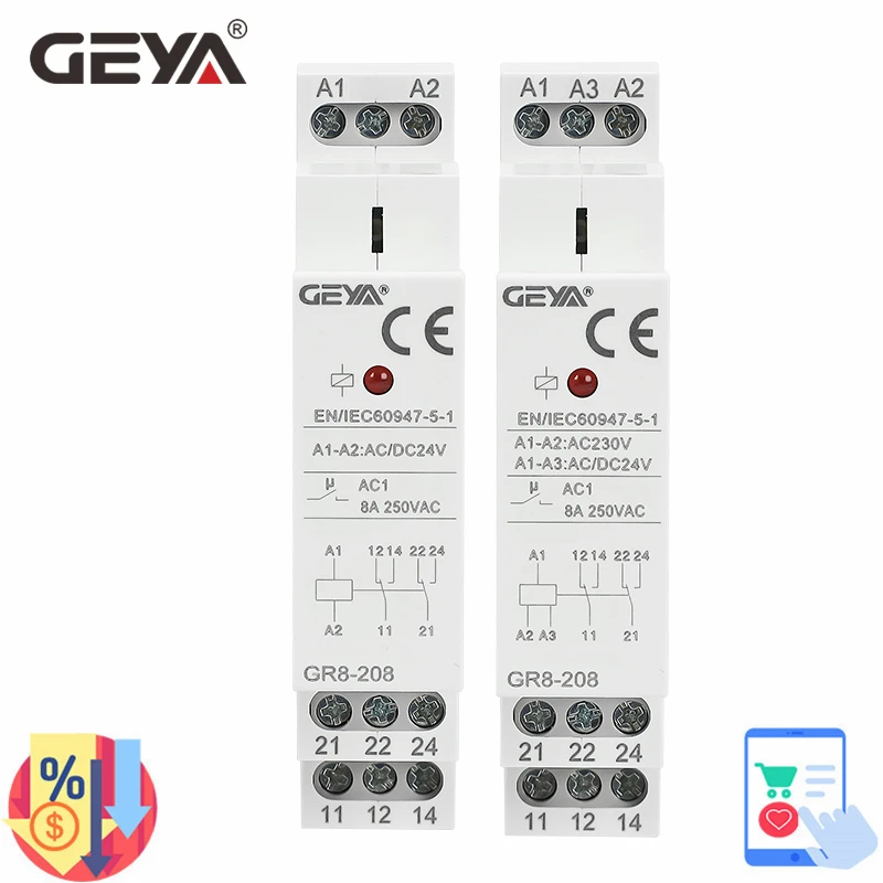 Shelly Relay Module - GEYA GR8-208 보조 릴레이 중간 스위치