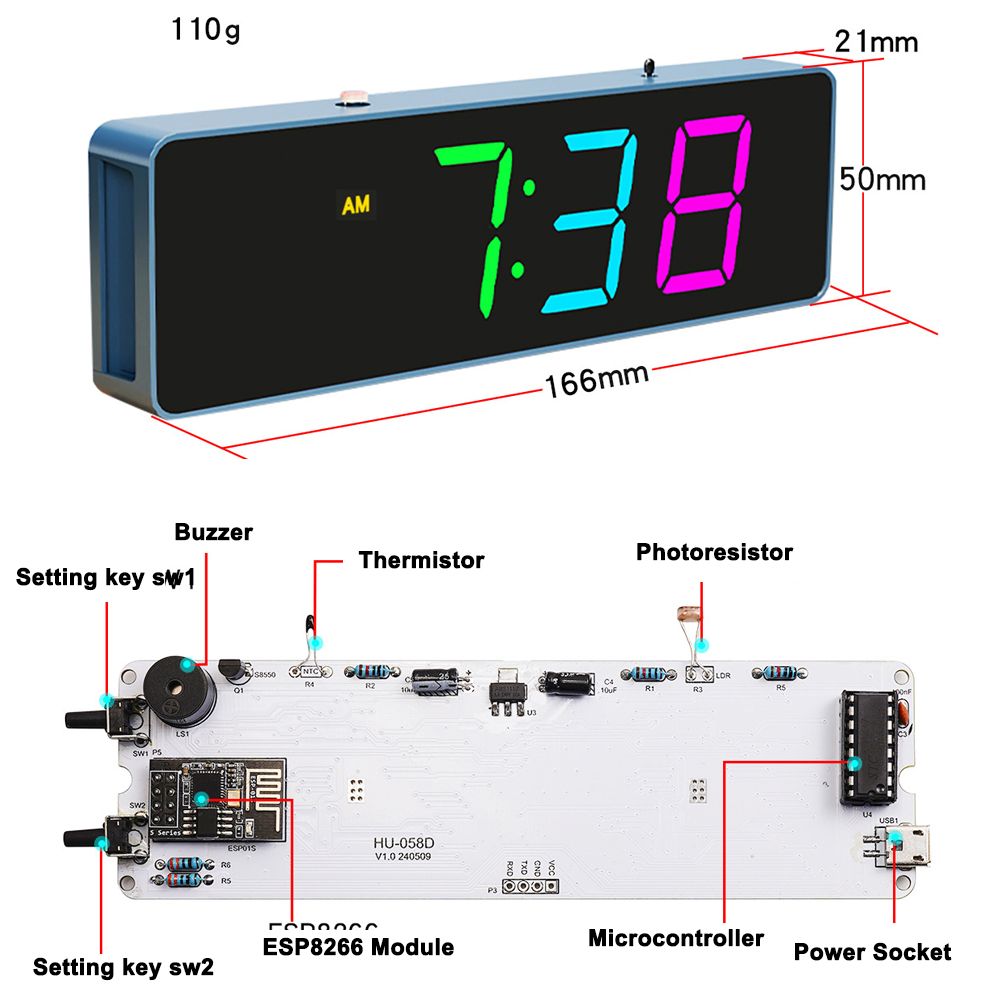 IoT 다채로운 와이파이 시계 키트, 지능형 전자 시계 - Home Automation Diy 리뷰 및 가격