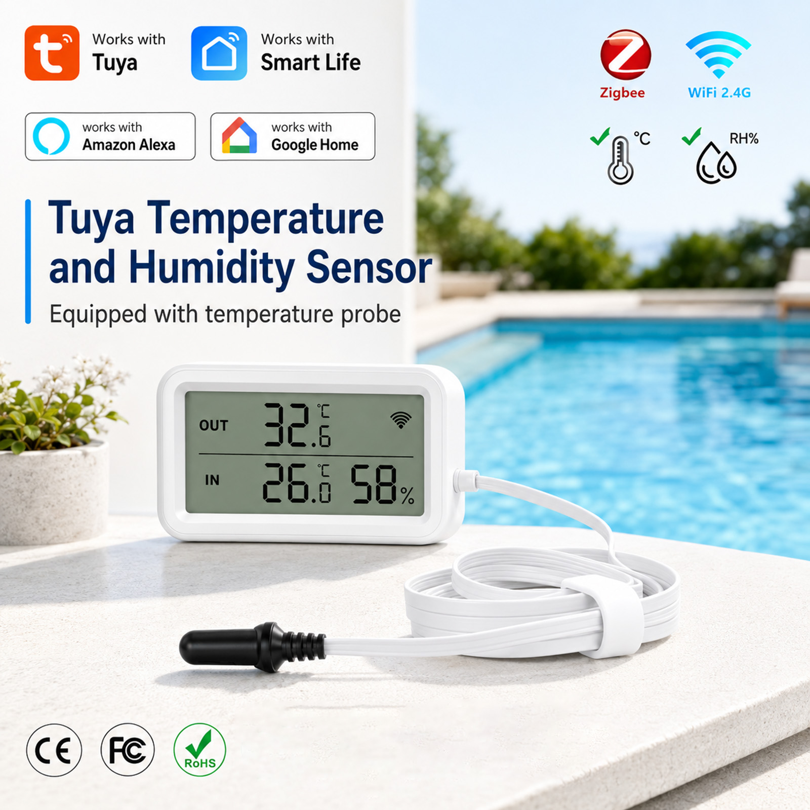 외부 프로브 온도 습도 센서 Tuya WiFi Zigb - Temperature Humidity Sensor 리뷰 및 가격